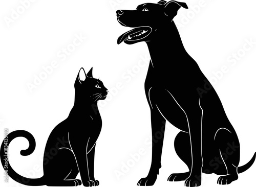 Cat and dog silhouette vector illustration, transparent background EPS version.