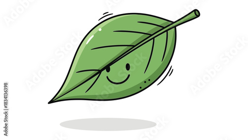 Animated Leaf with a Smile: a vibrant leaf with a charming smile, is an image embodying nature's cheerful face, radiating positivity and light-heartedness.