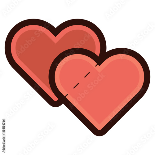 double heart shape love icon illustration