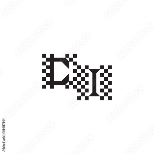 Alphabet Logo Monogram Design Modern Abstract Bold CI Initial Pixel Vector Alphabet
