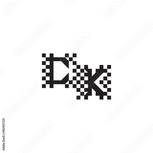 Alphabet Logo Monogram Design Modern Abstract Bold CK Initial Pixel Vector Alphabet