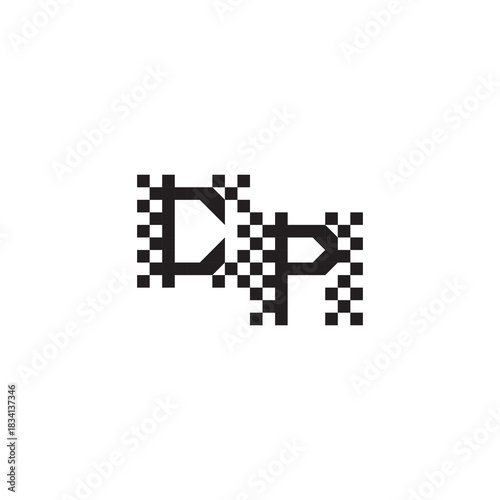 Alphabet Logo Monogram Design Modern Abstract Bold CP Initial Pixel Vector Alphabet