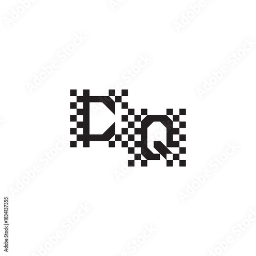 Alphabet Logo Monogram Design Modern Abstract Bold CQ Initial Pixel Vector Alphabet