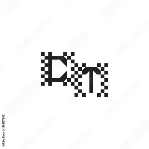 Alphabet Logo Monogram Design Modern Abstract Bold CT Initial Pixel Vector Alphabet