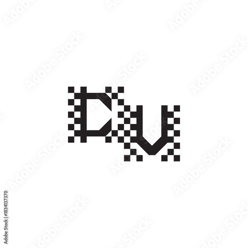 Alphabet Logo Monogram Design Modern Abstract Bold CU Initial Pixel Vector Alphabet
