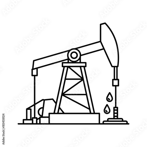 Oil Pumpjack Line Art with Dripping Oil