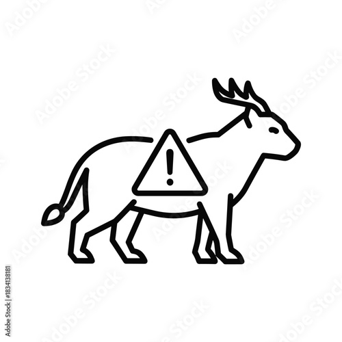 Deer with Warning Sign Icon