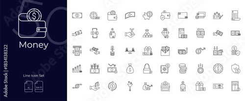 Money Line Editable Icons set