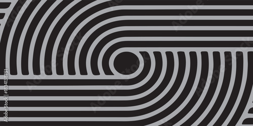 Abstract Geometric Spiral Maze Pattern in Monochrome for Modern Art and Design.vector eps10