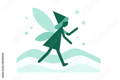 Fairy Snow Journey. Fairy Snow Journey. Flat minimalist vector illustration of a Fairy Snow Journey. Geometric