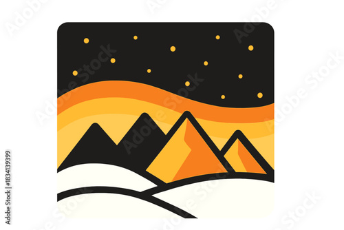 Northern Night Minimalism. Northern Night Sky. Flat minimalist vector illustration of a Northern Night Sky.