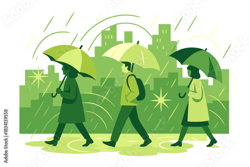 Rainy Urban Vibes. Rainy urban moment. Photographer captures pedestrians under colorful umbrellas, abstract