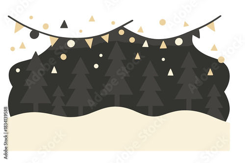 Winter Wonderland Illustration. Winter Wonderland Lights. Flat minimalist vector illustration of a Winter