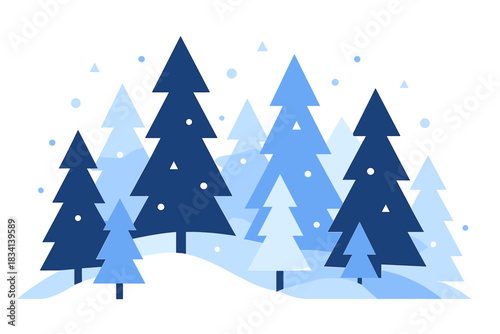 Magical Pine Forest. Magical Pine Landscape. Flat minimalist vector illustration of a Magical Pine Landscape.