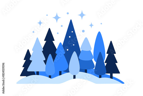 Enchanted Snow Pines. Enchanted Snow Pines. Flat minimalist vector illustration of Enchanted Snow Pines.