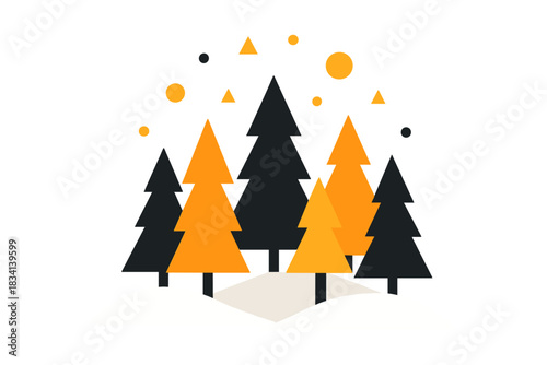 Enchanted Pine Grove. Enchanted Pine Grove. Flat minimalist vector illustration of an Enchanted Pine Grove.