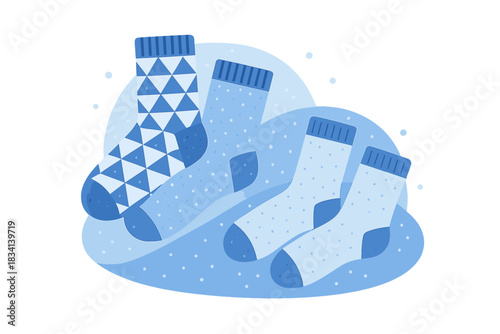 Knitted Socks Design. Knitted Socks Flat Lay. Flat minimalist vector illustration of a Knitted Socks Flat Lay.
