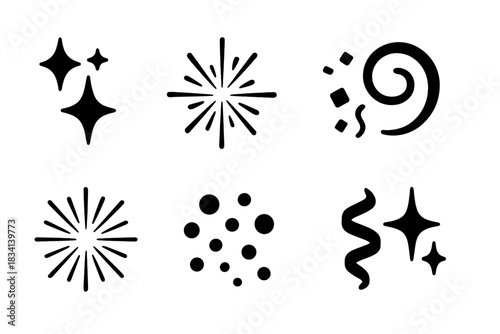 Abstract Glitter Icons. Abstract glitter burst. Filled icon set of Abstract glitter burst: sparkle, starburst,