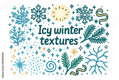 Icy Winter Doodle. Icy winter textures. Hand-drawn doodle illustration of Icy winter textures. frost patterns,
