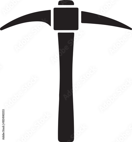 Heavy duty pickaxe vector tool icon for mining construction and excavation work on a dark background