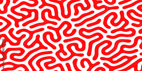 Bold Red Abstract Pattern With White Curvy Lines Creating Dynamic Seamless Wallpaper.vector eps10