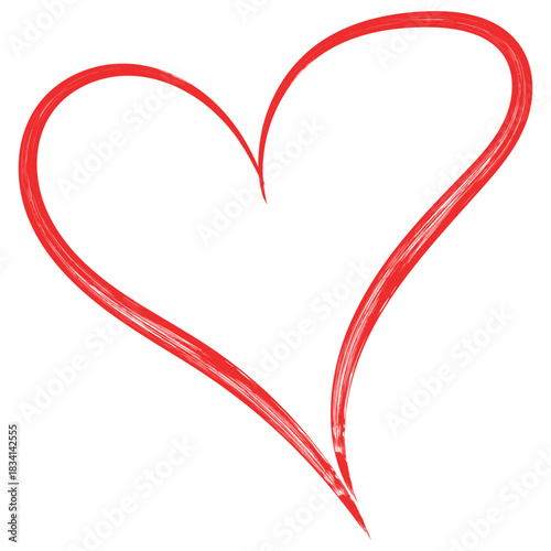 Red hand drawn brush stroke heart icon vector illustration