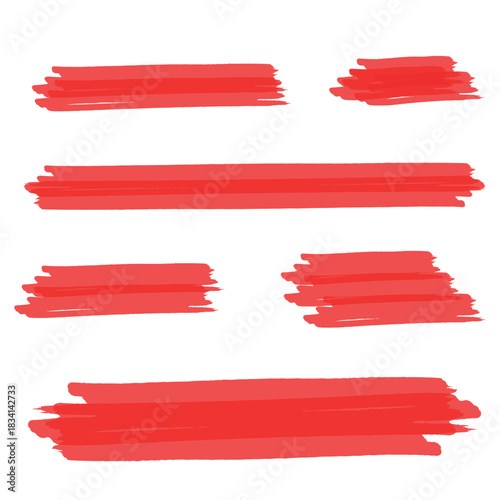 Red highlight brush lines vector illustration design element