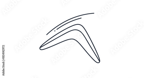 Simple line drawing of a boomerang in flight with motion lines.