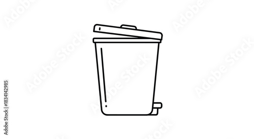 Simple black and white line drawing of a trash can with a foot pedal.