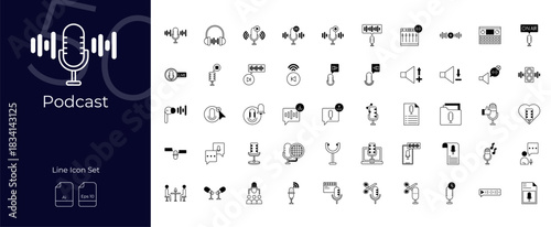 Podcast Duotone Editable Icons set