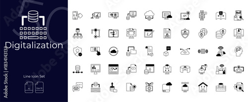 Digitalization Duotone Editable Icons set
