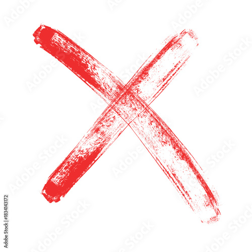 Grunge red cross x letter vector illustration design element