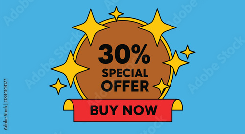 Thirty percent off special offer sale promotion buy now discount deal