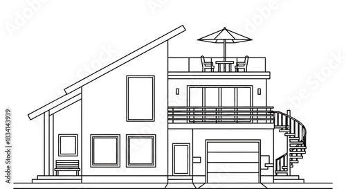 Modern house design illustration architecture building exterior