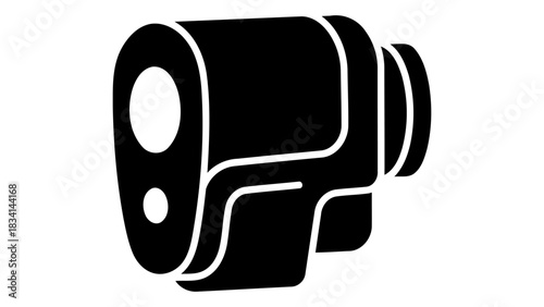 Black silhouette icon of a laser rangefinder device used for measuring distances with laser projection technology
