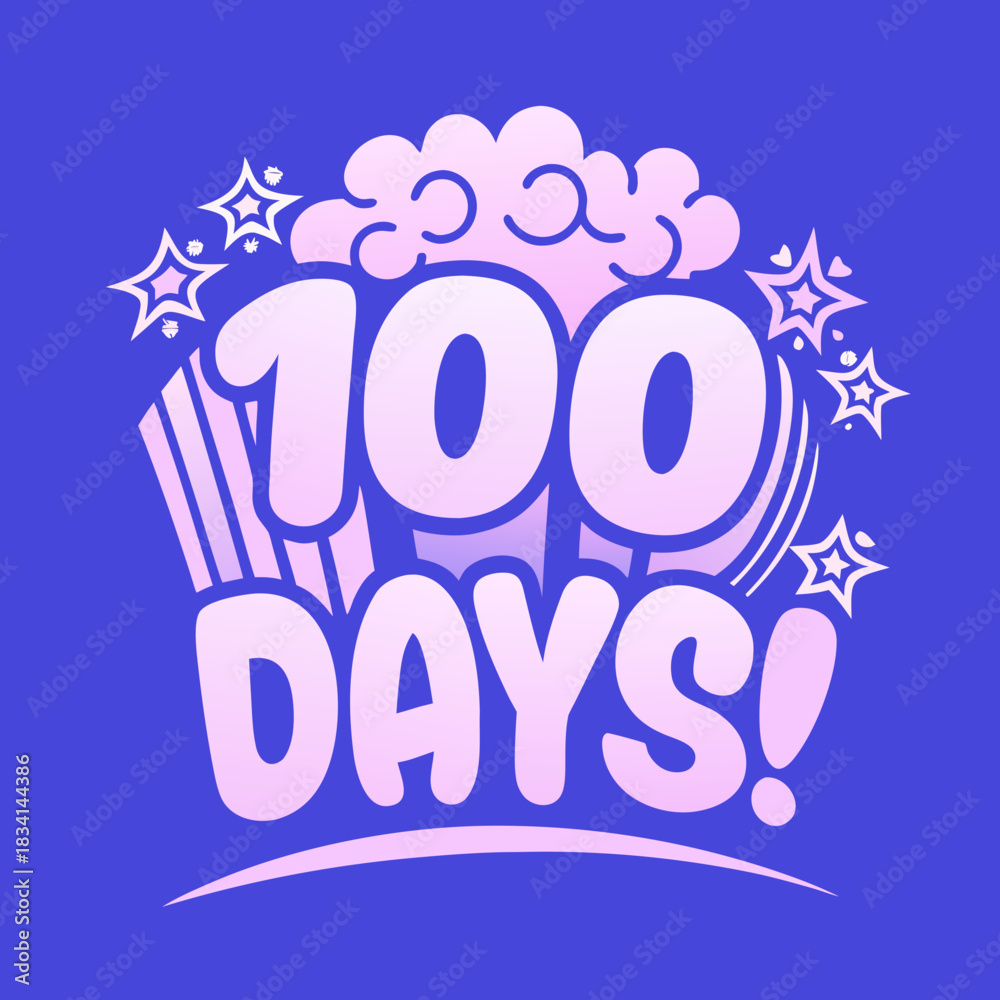Obraz premium 100 days poppin popcorn graphic design popping celebration