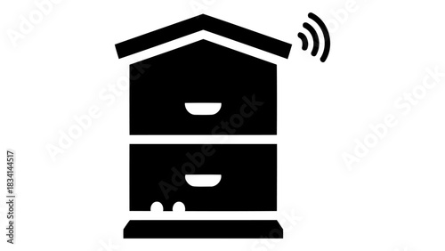 Smart beehive icon representing modern apiary technology for monitoring colony health and activity