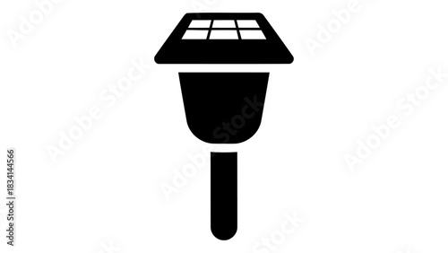 Simple silhouette icon of a solar powered garden light for outdoor illumination and eco friendly lighting solutions