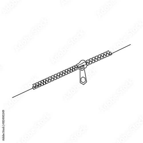 Minimal zipper sketch black and white vector illustration