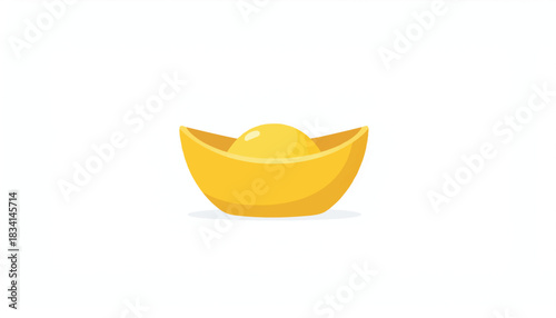 Traditional Chinese gold ingot (yuanbao) illustration, a symbol of wealth, prosperity, good fortune, and success for Lunar New Year and business concepts