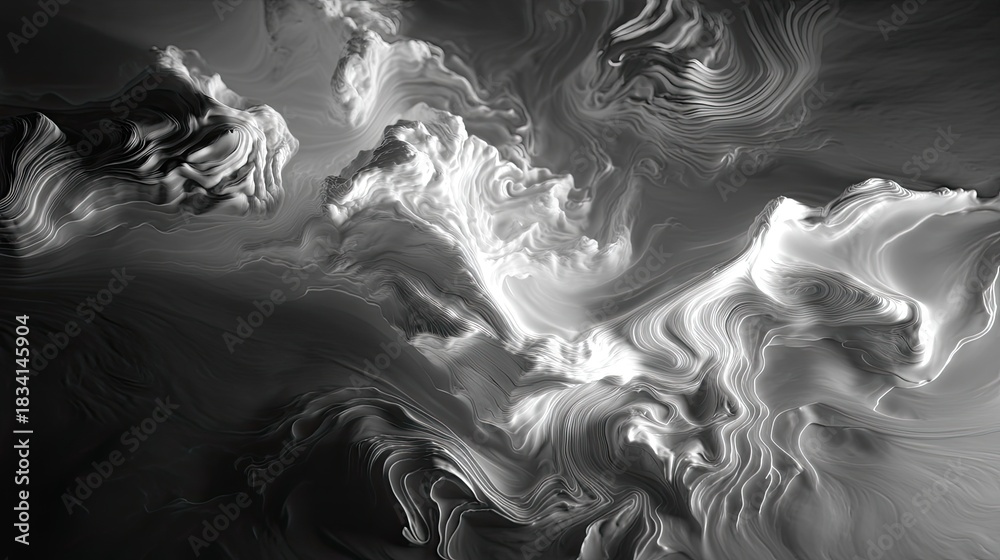 Fototapeta premium Abstract Black and White Swirling Patterns with Smooth Textures and Dynamic Flowing Shapes