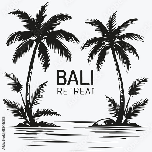 Bali retreat concept sketch illustration vector