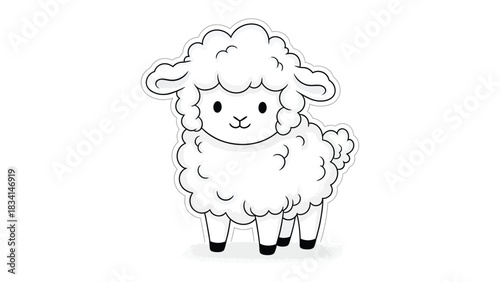 Cute Lamb Illustration: A charming illustration of a fluffy, innocent lamb, with soft woolly fleece, exudes a sense of purity and serenity.