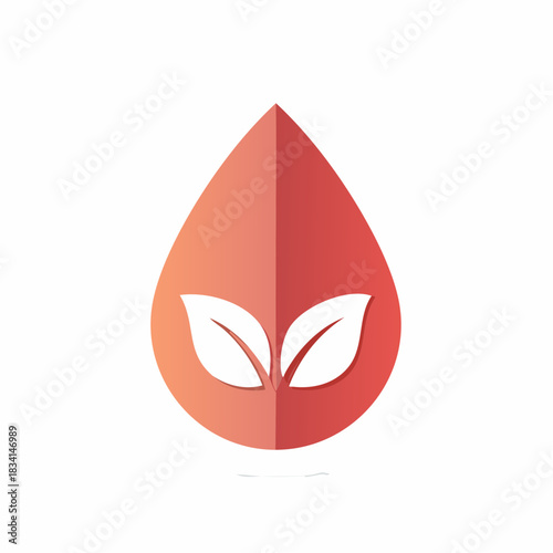 Red leaf drop icon representing nature and growth