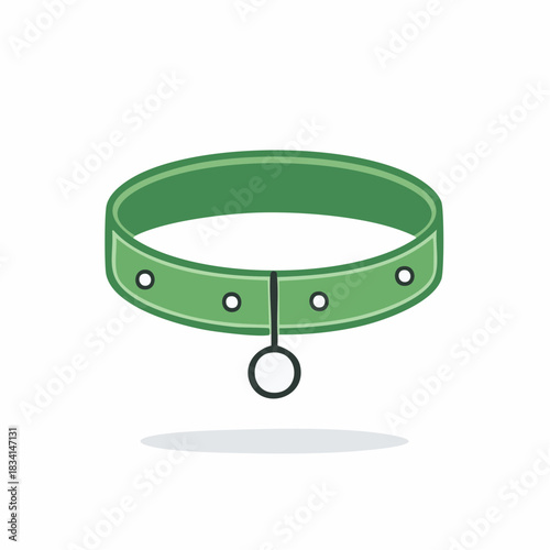 Green Dog Collar with Hanging Tag Illustration