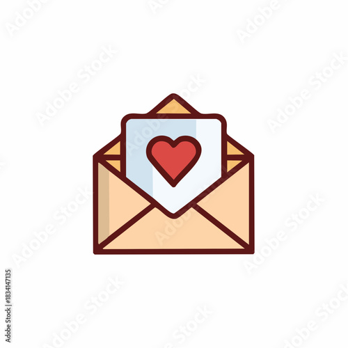 Open Envelope with Red Heart Symbol Letter