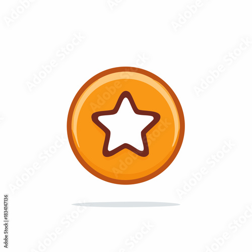 Bright Star Symbol in Orange Circle Graphic Design Element