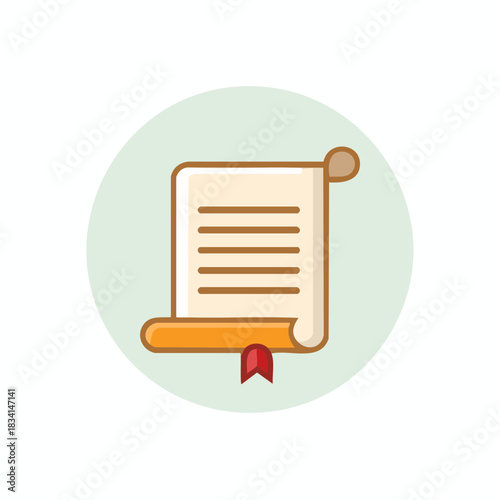 Scroll with text and ribbon symbol of achievement or knowledge