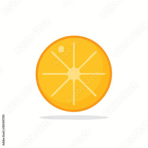 Bright Orange Citrus Fruit Slice with Radial Segments and Seed Detail