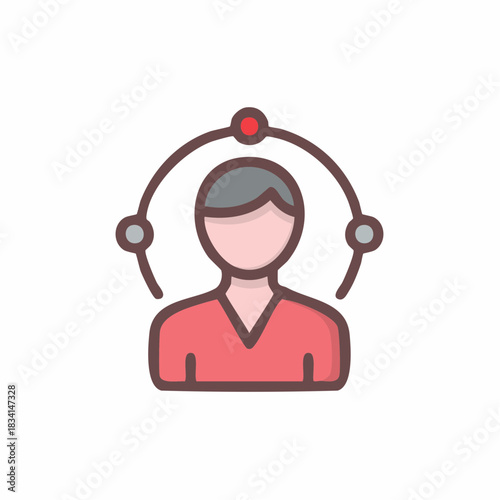 Abstract person surrounded by connecting points and lines symbolizing network or connections